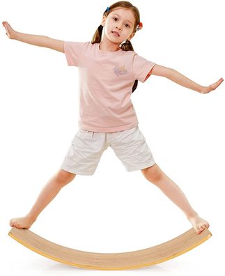 90 x 30cm Balance Board, Balancierbrett aus Bambus, Wackelbrett bis 150kg belastbar
