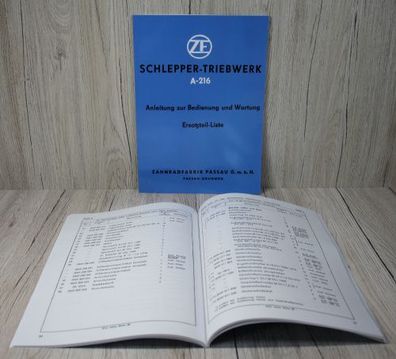 ZF Zahnradfabrik Schlepper Triebwerk A-216 Anleitung zur Bedienung und Wartung E