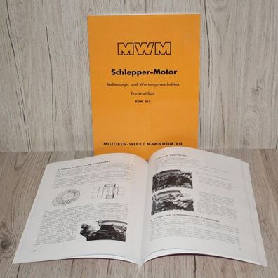MWM Bedienungs- und Ersatzteilliste Motor KDW615