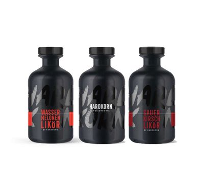 Hardkorn 3er tasting Set Weizenkorn 0,5L (32% Vol) Wassermelonen Likör 0,5L (20