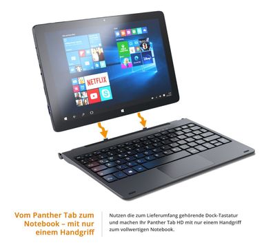 Windows Tablet Panther Tab HD CSL 10,1" WLAN Intel Quadcore 2,6GHz 4GB DDR4 RAM