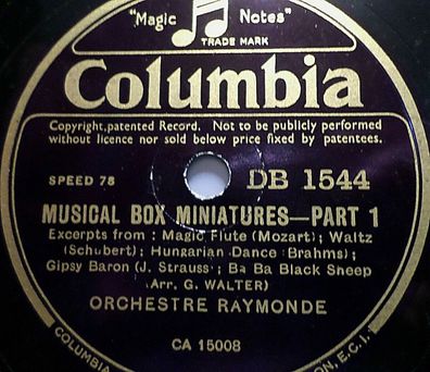 Orchestre Raymonde "Musical Box Miniatures - Part I & II" Columbia 1935 78rpm