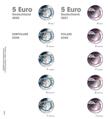 Vordruckblatt 5 Euro Deutschland 2020 - 2021