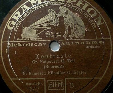 N. Ramescu Künstler Orchester "Kontraste - Großes Potpourri" 10" Grammophon 1931