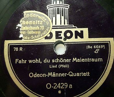 ODEON-MÄNNER-QUARTETT "Waldandacht / Fahr wohl du schöner Maientraum" Odeon 1928