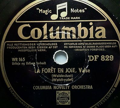 Novelty Orchestra "La Forét En Joie / Plaisir Viennois" Columbia 78rpm