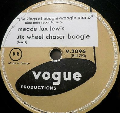 MEADE LUX LEWIS "six wheel chaser boogie / bass on top boogie" Vogue 78rpm 10"
