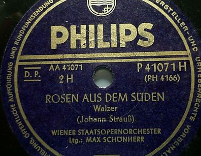 Max Schönherr "Rosen aus dem Süden / Wein, Weib und Gesang" Philips 10" 78rpm