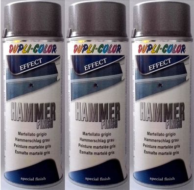 3x Dupli Color Hammerschlag Schutzlack Metallschutzspray Effektlack Farbe Grau