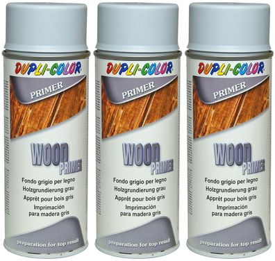 3x Dupli Color Holzgrundierung Primer Haftgrund Lackspray Vorlack Untergrund Grau