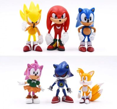 6 Teiliges Figuren Set Anime Manga Sonic Hedgehog Knuckles Tails