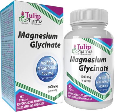 Tulip Magnesium Glycinate 2000mg Per Serving 120 Capsules