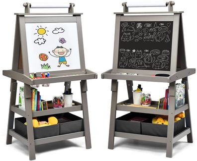 3 in 1 Kinder Staffelei Kindertafel doppelseitig Whiteboard Kreidetafel Zeichenpapier