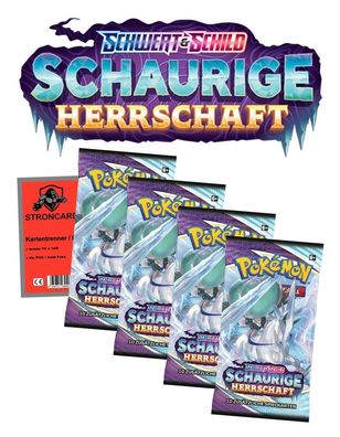Pokemon Karten Schwert und Schild Schaurige Herrschaft Sammelkarten - 4 Booster + ...