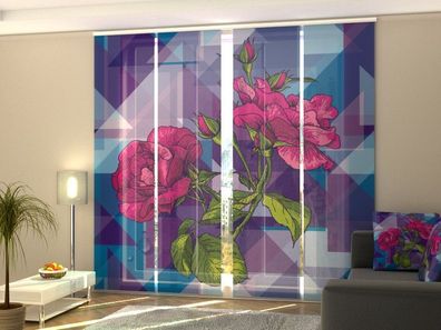 Foto-Schiebegardine moderne Rose, Flächenvorhang mit Motiv, Fotodruck, auf Maß