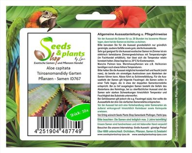 10x Aloe capitata Tsiroanomandidy Garten Pflanzen - Samen ID767