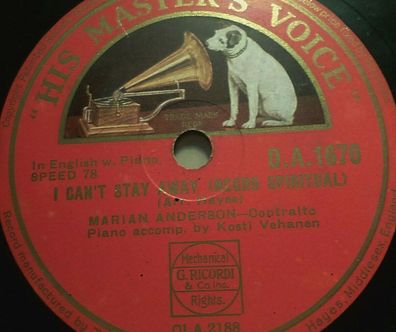 Marian Anderson "Were You There / I Can´t Stay Away" HMV 1939 78rpm 10"