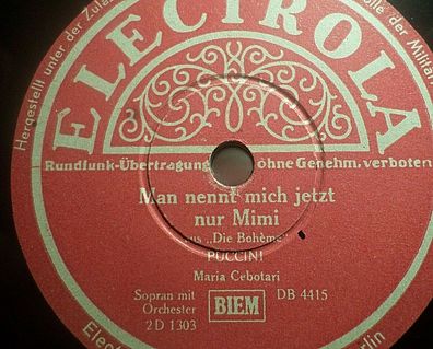 Maria Cebotari & Marcel Wittrisch "Man nennt mich jetzt nur Mimi" Electrola 12"
