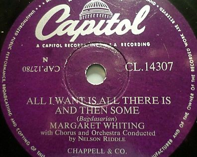 Margaret Whiting "All I Wants Is All There Is And Then Some/ Stow-A-Way" Capitol