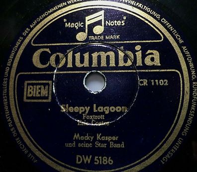 MACKY KASPER & STAR BAND "Estrellita / Sleepy Lagoon" Columbia 78rpm 10"