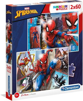 Clementoni Supercolor Puzzle Set - Spiderman (2 x 60 Teile) Kinderpuzzle Puzzel