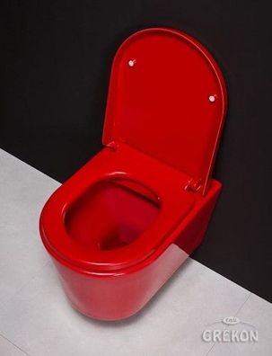 Wand-WC Elagance Hänge-WC Toilette rot + Soft Close WC Sitz