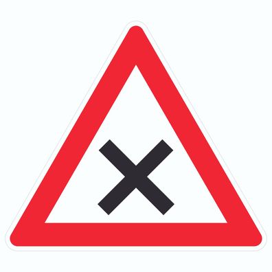 Aufkleber Dreick Achtung Kreuzung Vorfahrt rechts Symbol