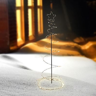 LED Spiral Weihnachtsbaum 180 Mini-Lichtern Metall Christbaum mit Mast für Außen