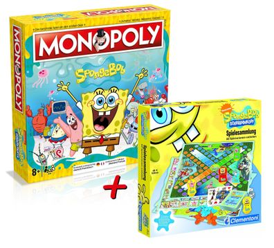 Monopoly SpongeBob Schwammkopf + Spielesammlung Brettspiele Gesellschaftsspiel