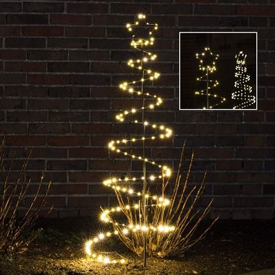 LED Spiral Weihnachtsbaum 100 LED Metall Christbaum mit Mast für Außen 120cm