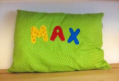 Namenskissen MAX grün Streifen * oder Kissen mit Wunschnamen Westfalenstoffe