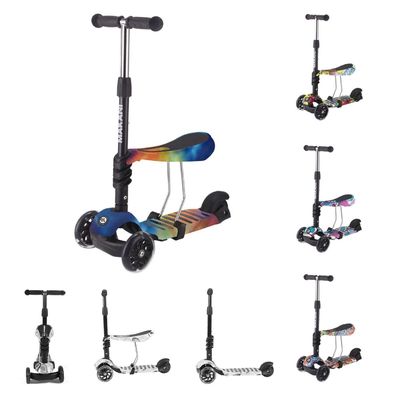 Makani Kinderroller Ride and Skate 3 in 1, Dreirad, verstellbar, LED-Vorderräder