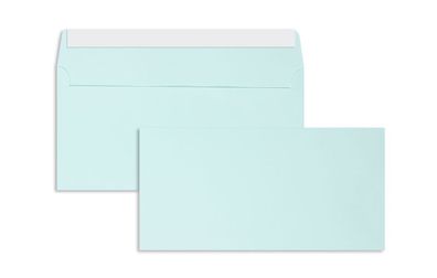 100 Briefumschläge Blau (Hellblau) 110x220 mm (DIN Lang) mit Haftklebung