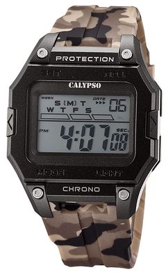 Calypso Herrenuhr | Digital Alarm Camouflage Alarm Datum Licht K5810/2