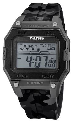 Calypso Herrenuhr K5810/1 | Digital Alarm Camouflage Kunststoff Datum