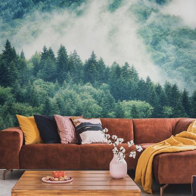 Muralo VINYL Fototapete XXL TAPETE Wald im Nebel Bäume Natur 2030