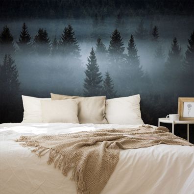 Muralo VINYL Fototapete XXL TAPETE Wald im Nebel Bäume Natur 2048