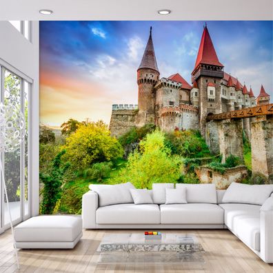 Muralo VINYL Fototapete XXL TAPETE Wohnzimmer Schloss Landschaft Wald 3D 2942