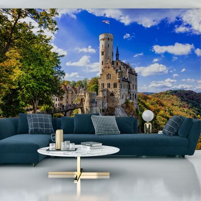 Muralo VINYL Fototapete XXL TAPETE Wohnzimmer Schloss Wald Panorama 3D 2951