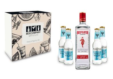 Beefeater Geschenkset - Dry Gin 0,7l 700ml (47% Vol) + 4x Fever Tree Mediterra