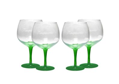 Tanqueray 4er Set Gin Gläser COPA Ballonglas, grüner Stiel 30cl