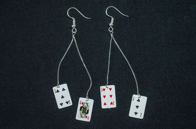 Spielkarten Ohrringe Miniblings Hänger Skat Kasino Kartenspiel Pokern Poker 2er