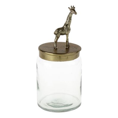 Deko Dose mit Giraffen Figur Glas gold Plätzchen Aufbewahrungs Behälter Kaffee