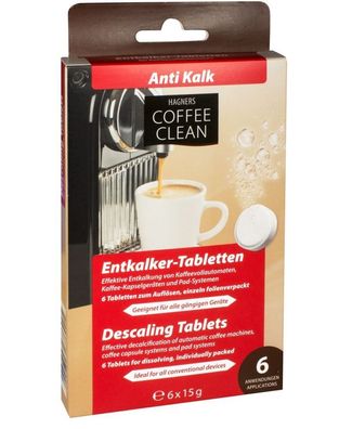 Hagners Coffee Clean Entkalker-Tabletten 6 Stück einzeln verpackt