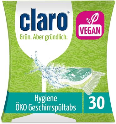 Claro Hygiene Geschirrspüler-Tabs - Phosphatfrei/ Biologisch abbaubar - 30 Stück