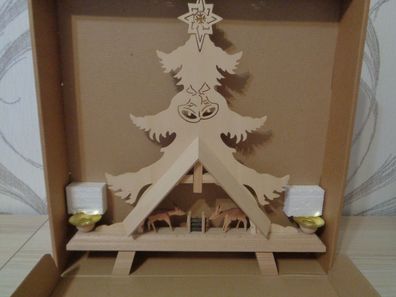 Kerzenhalter, Adventsleuchter - Weihnachtsbaum mit Rehe Originalverpackung