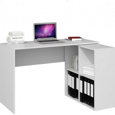 Eckschreibtisch mit Regal Computer Schreibtisch Winkelschreibtisch Weiss
