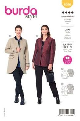 burda style Papierschnittmuster Elegante Jacken mit Stehkragen #6096