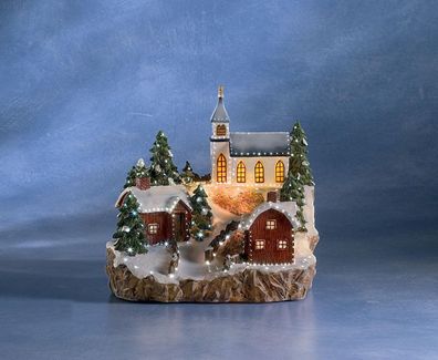 Fiberoptik Weihnachtsdorf mit 2 Funktionen 25x25cm innen Konstsmide 3342-000