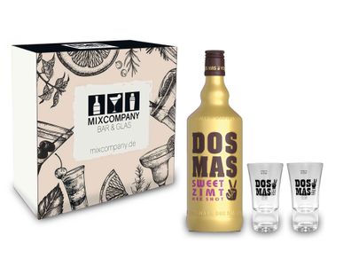 Dos Mas Set / Geschenkset - Dos Mas Mex Shot 0,7l 700ml (20% Vol) + 2x Shot Glä